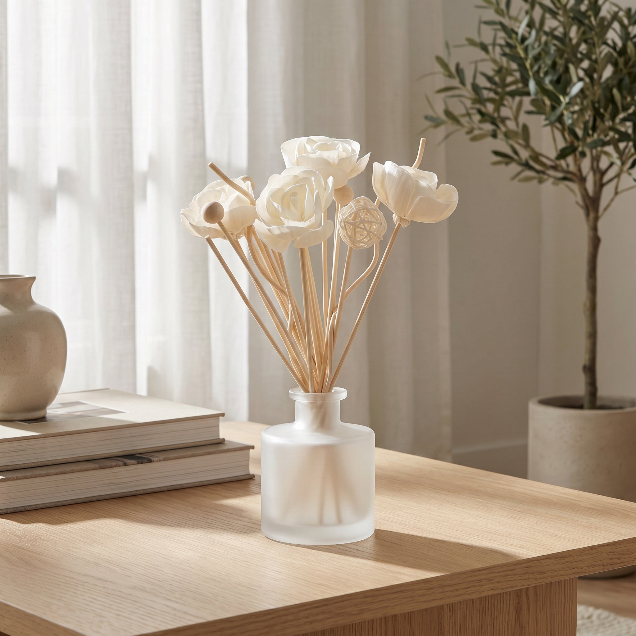 Home Fragrance Jasmine Diffuser - 22Pcs Natural Rattan Reed Diffuser Sticks