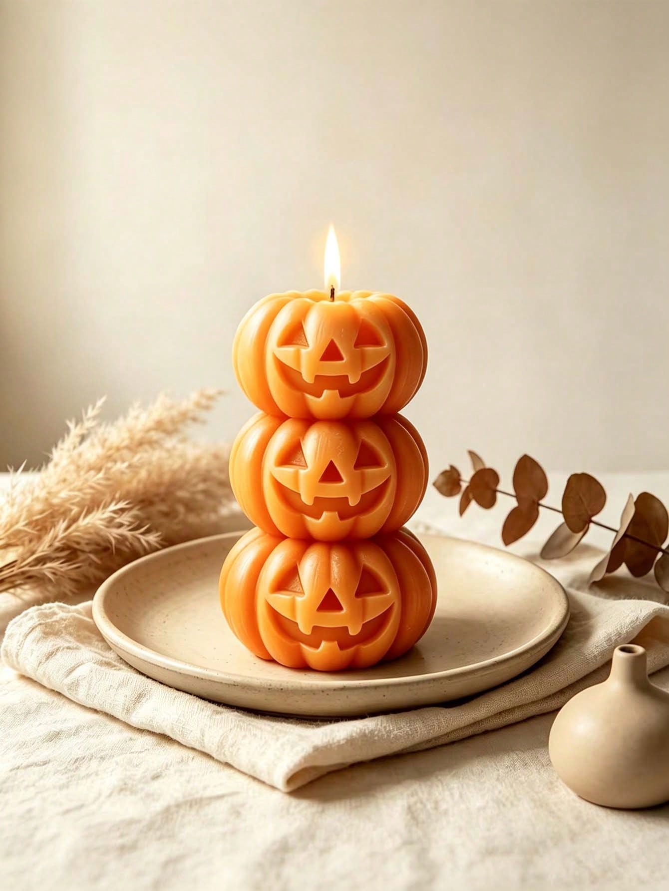 Fragrance Home Decor - 1pc Halloween 3-Layer Pumpkin Shaped Candle,